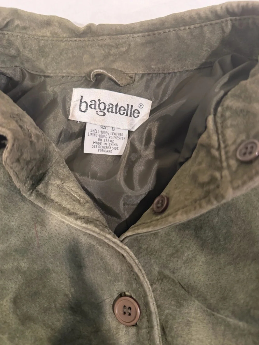 bagatelle Olive Green Suede Button-Front Jacket